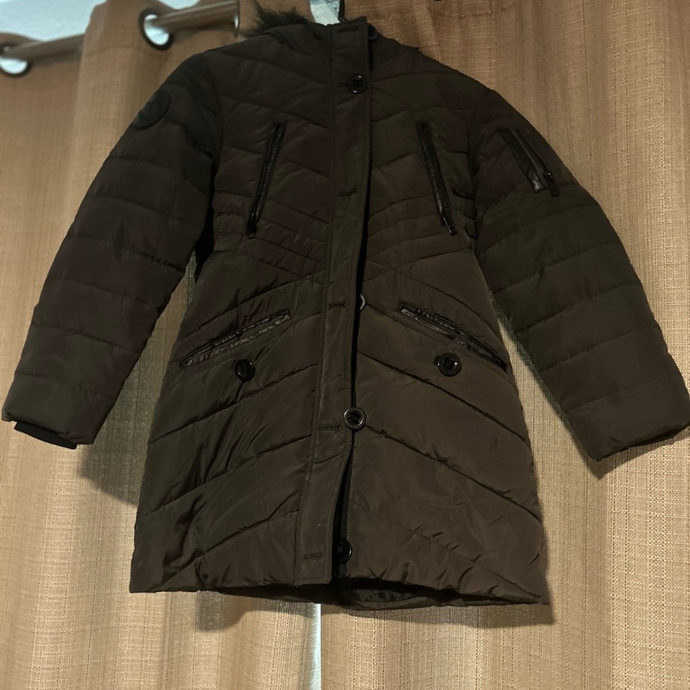 Girls Quilted Coat - Black